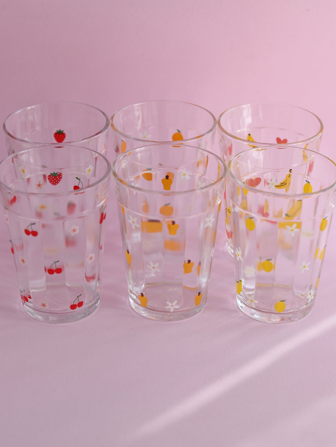 Set 6 Fruit Flower Glasses 190ml