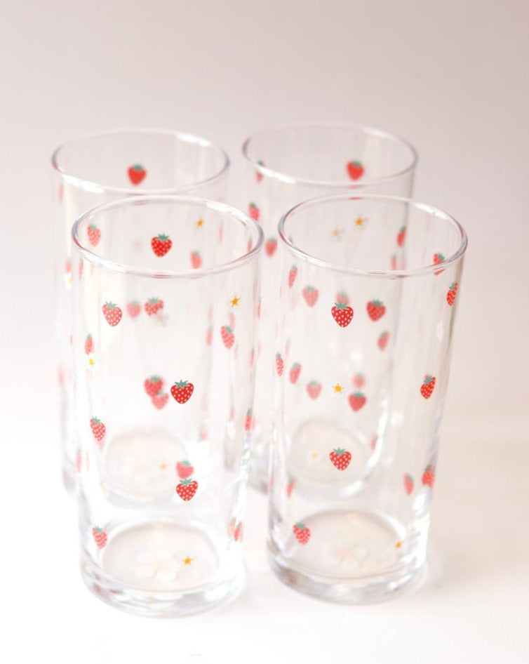 Set 4 Strawberry Glasses