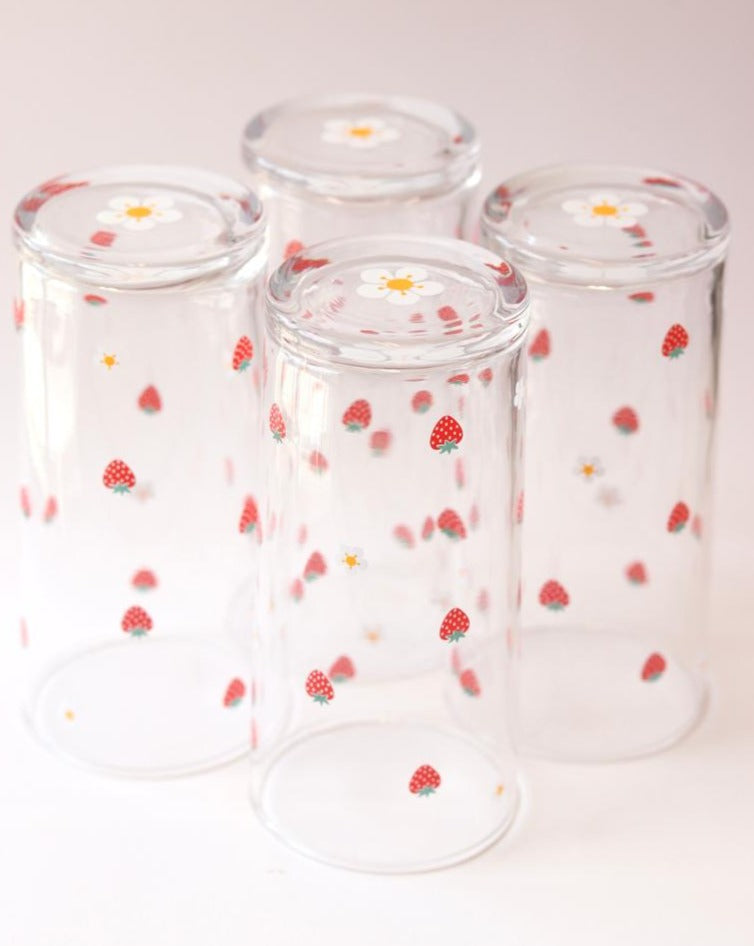 Set 4 Strawberry Glasses